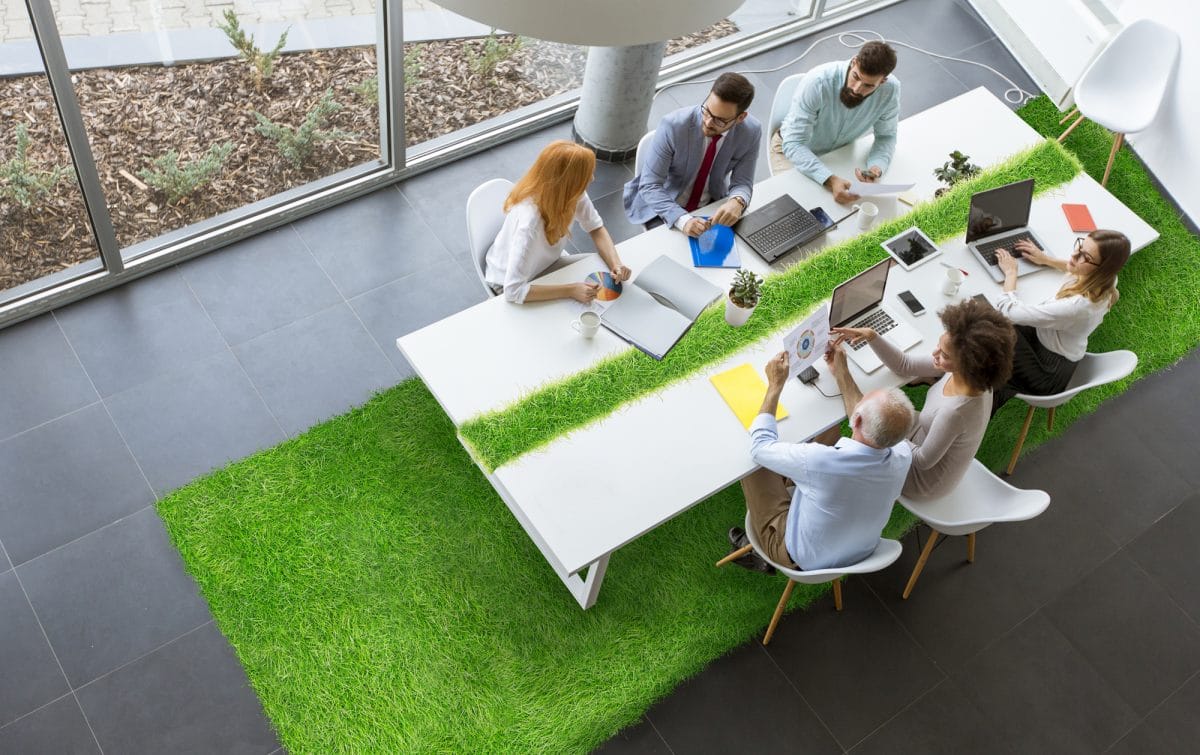 Top view at business people in office