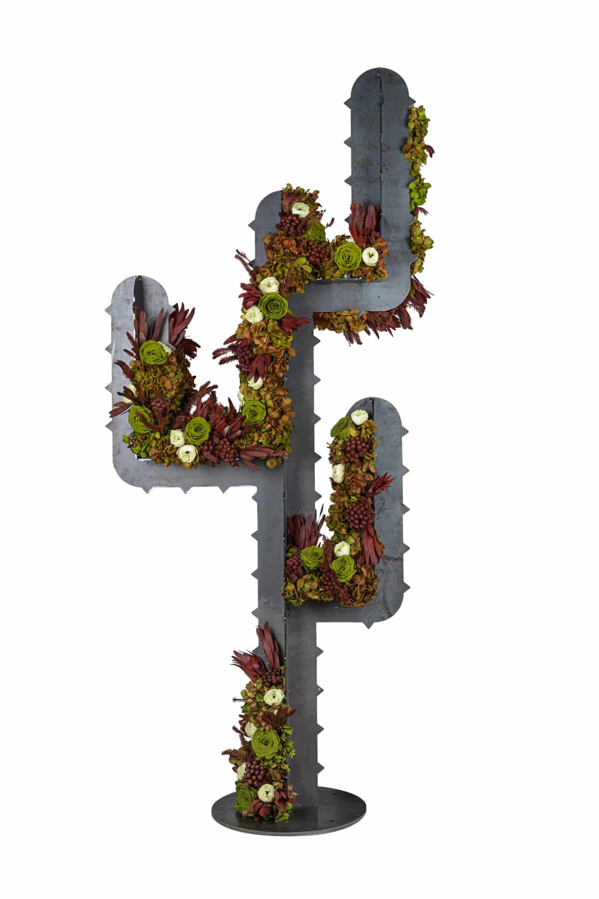 Metal Cactus con fiori e vegetali stabilizzati